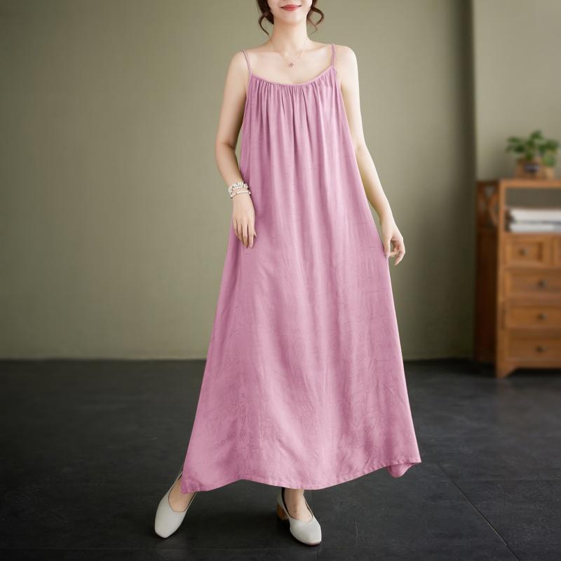 Sleeveless Strap Plus Size Vintage New In Dresses For Women Casual Loose Long Summer Dress