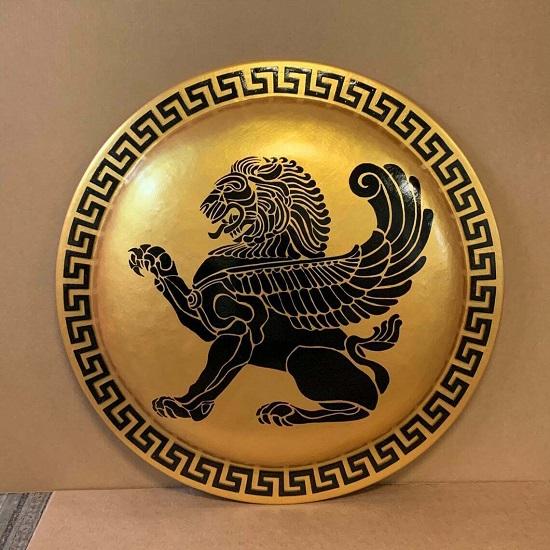 Средневековый рыцарь Поле битвы Аутентичный греческий хоп-лайт ЗОЛОТОЙ ЛЕВ Щит воина