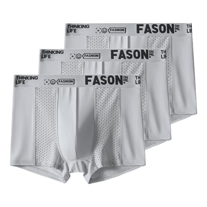 3 Pieces Men's Boxer Briefs Ice Silk Mesh Underwear Antibacterial Breathable Shorts Male Panties Underpants XL XXL 3XL 4XL