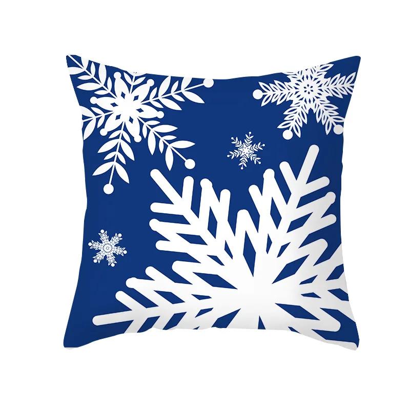 Christmas Decoration Blue Geometric Printing Pattern Cushion Cover Home Living Room Sofa  Pillow