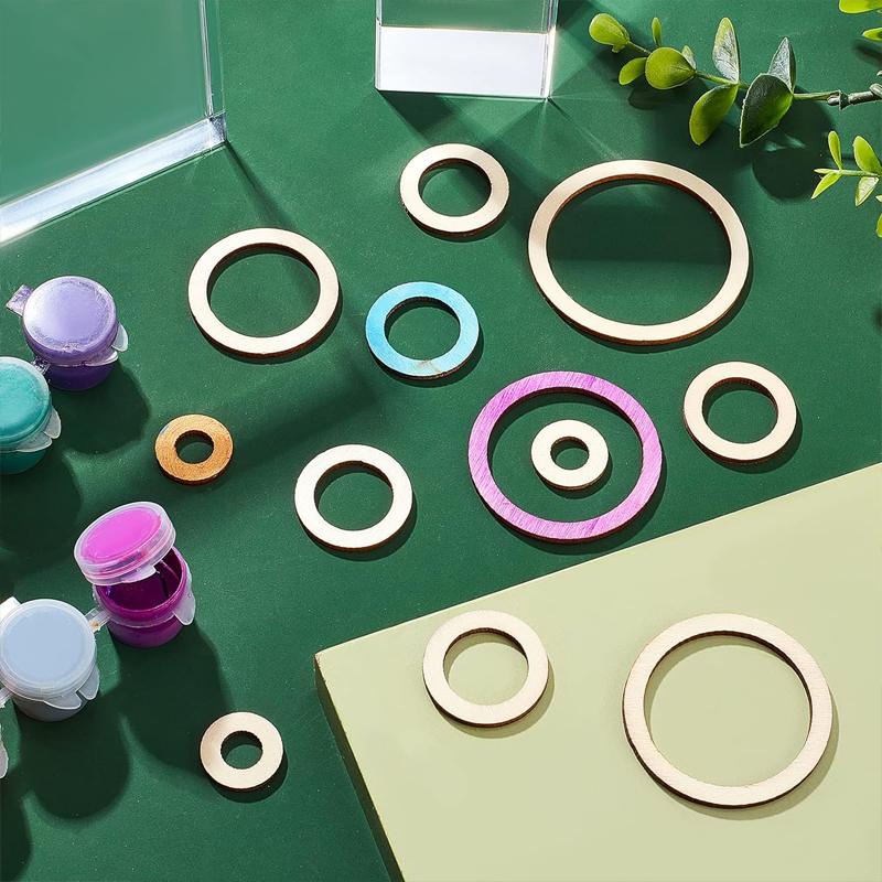 5pcs 15cm Unfinished Wooden Rings for Craft, Natural Blank Flat Ring Circle for Pendant Connectors, DIY Crafts, Home Decor