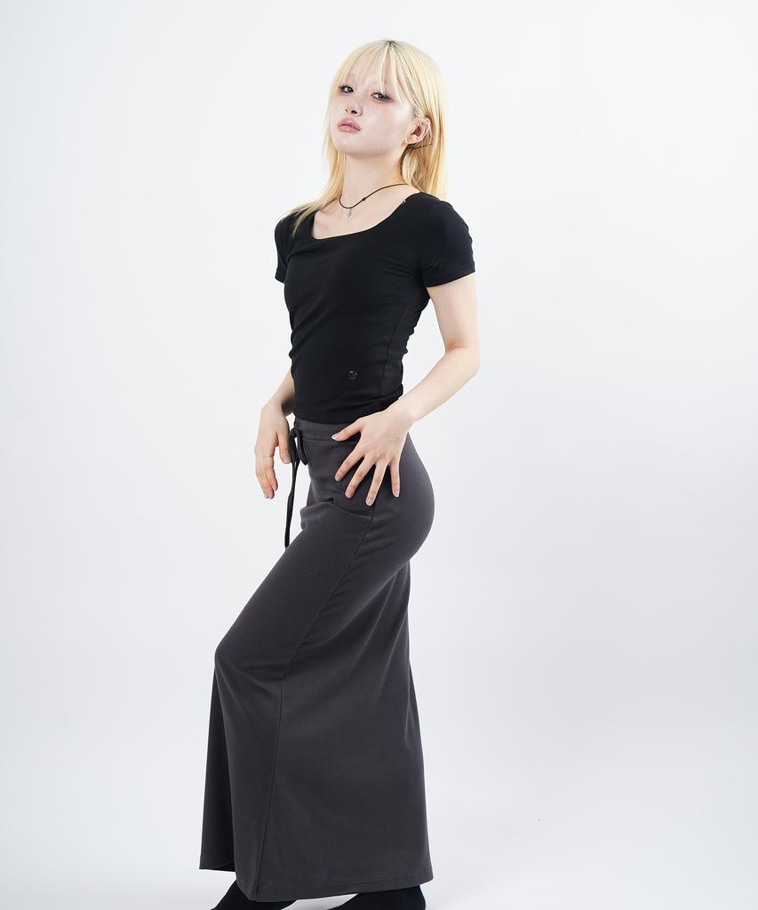 STARRYEYED Modal Banded H Long Skirt (Charcoal)