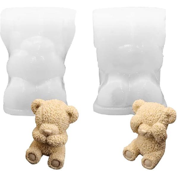Toshimitsu 2 Piece Set of Bear Silicone Molds, 2 Bears Silicone Candle Molds, Party Chocolate Silicone, Applicable Resin DIY little bear белый