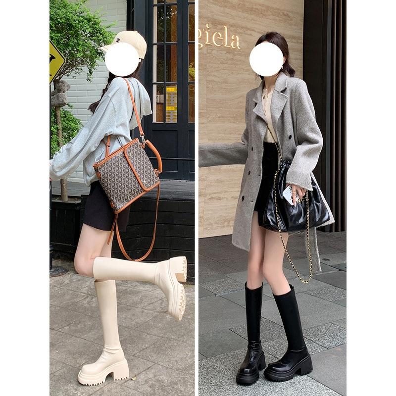 Skinny Elastic Skinny Boots 2025 Thick Heel Small Boots Women's Knight Boots Knee Boots