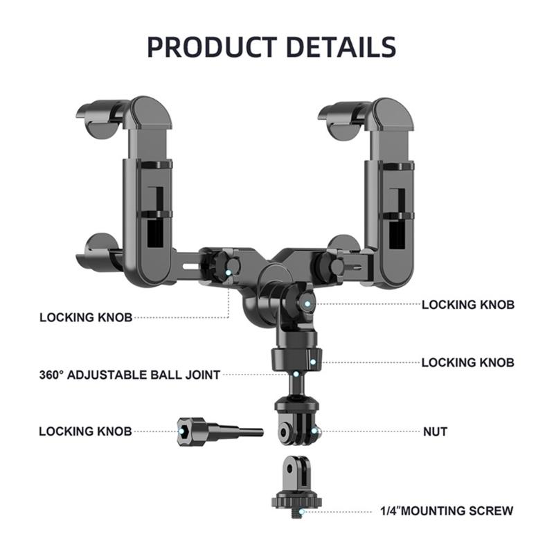 360 Adjustable Car Rearviews Mirror Camera Holder for Sports Action Cameras with AntiShake Mounting Bracket