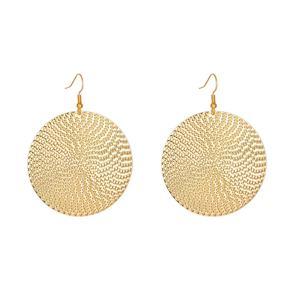 Nuovi Pendenti Orecchini Rotondi Grandi Geometrici Esagerati alla Moda in Oro per Donna Charme Retro Metallo Disco Rotondo Orecchini Gioielli