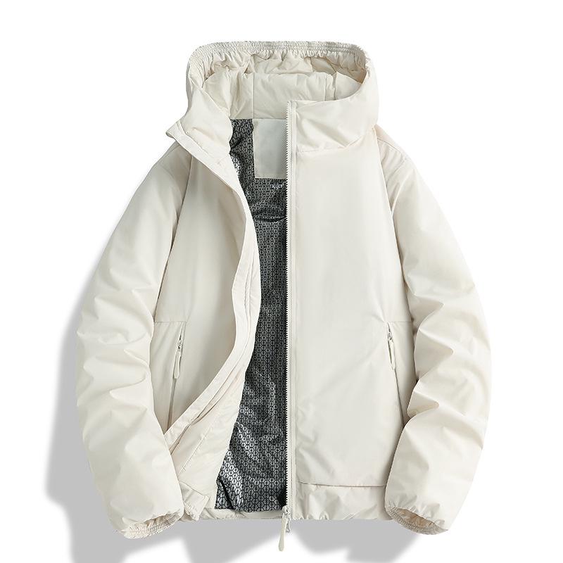 Men's Winter Solid Color Hooded Puffer Jacket - American Trendy Brand: New Arrival, Warm, Thick, Loose Fit