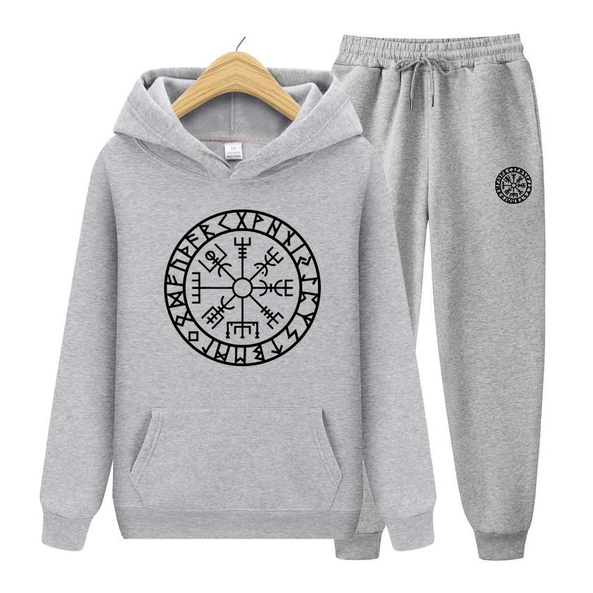 Men Suit Spring Hoodies+Pants Two Piece Set  Printing Men Womens Hoodies Tracksuits Jogger Pants Thick Warm Clothes Men