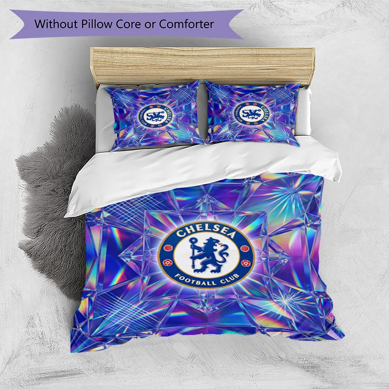 Set Lenzuola 3 Pezzi Stampato Chelsea FC Morbido Delicato sulla Pelle Lavabile Copripiumino e Federe Set Tutte le Stagioni Camera da Letto