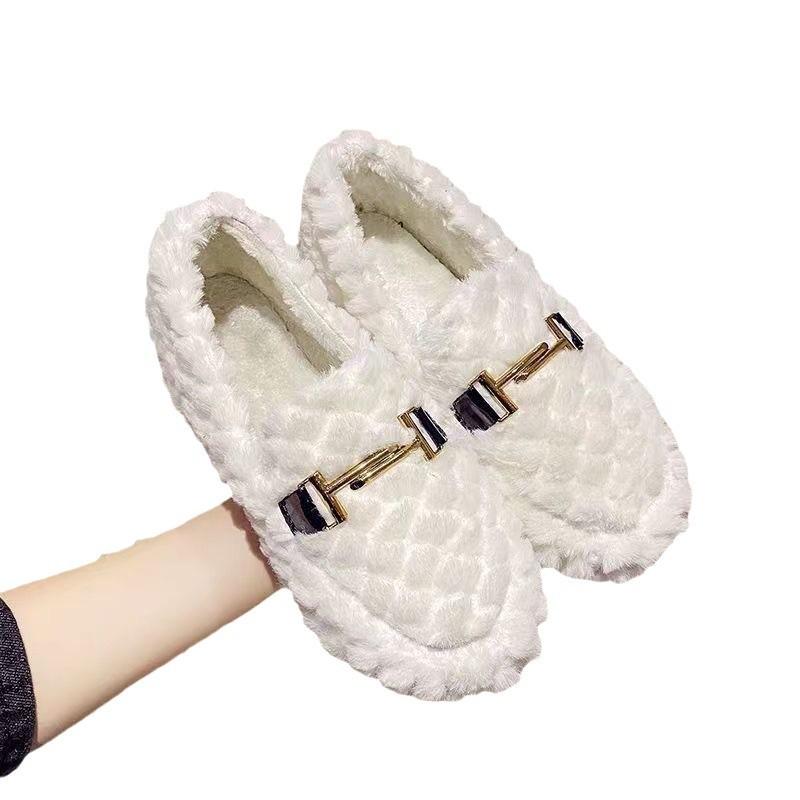 Winter Doudou Schuhe Plüschschuhe Damen Koreanische Version Flachboden Warme Baumwollschuhe Rutschfest Locker