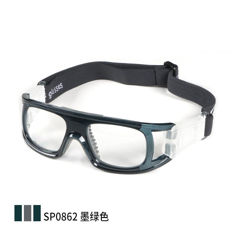 

OPOLLY New outdoor large-frame football, badminton, and basketball glasses Anti-impact myopia protective sports glasses862 Dark Green+White nose pad