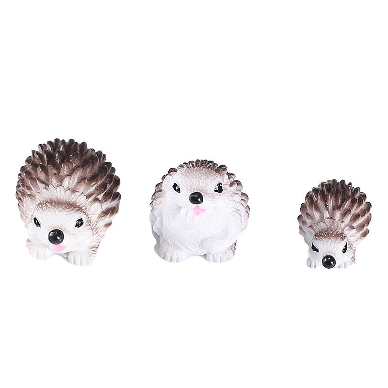 3pcs Cute Resin Hedgehogs Miniatures, Fairy Garden Home Desk Ornament Accessories, Moss Micro Landscape DIY Craft Decoration
