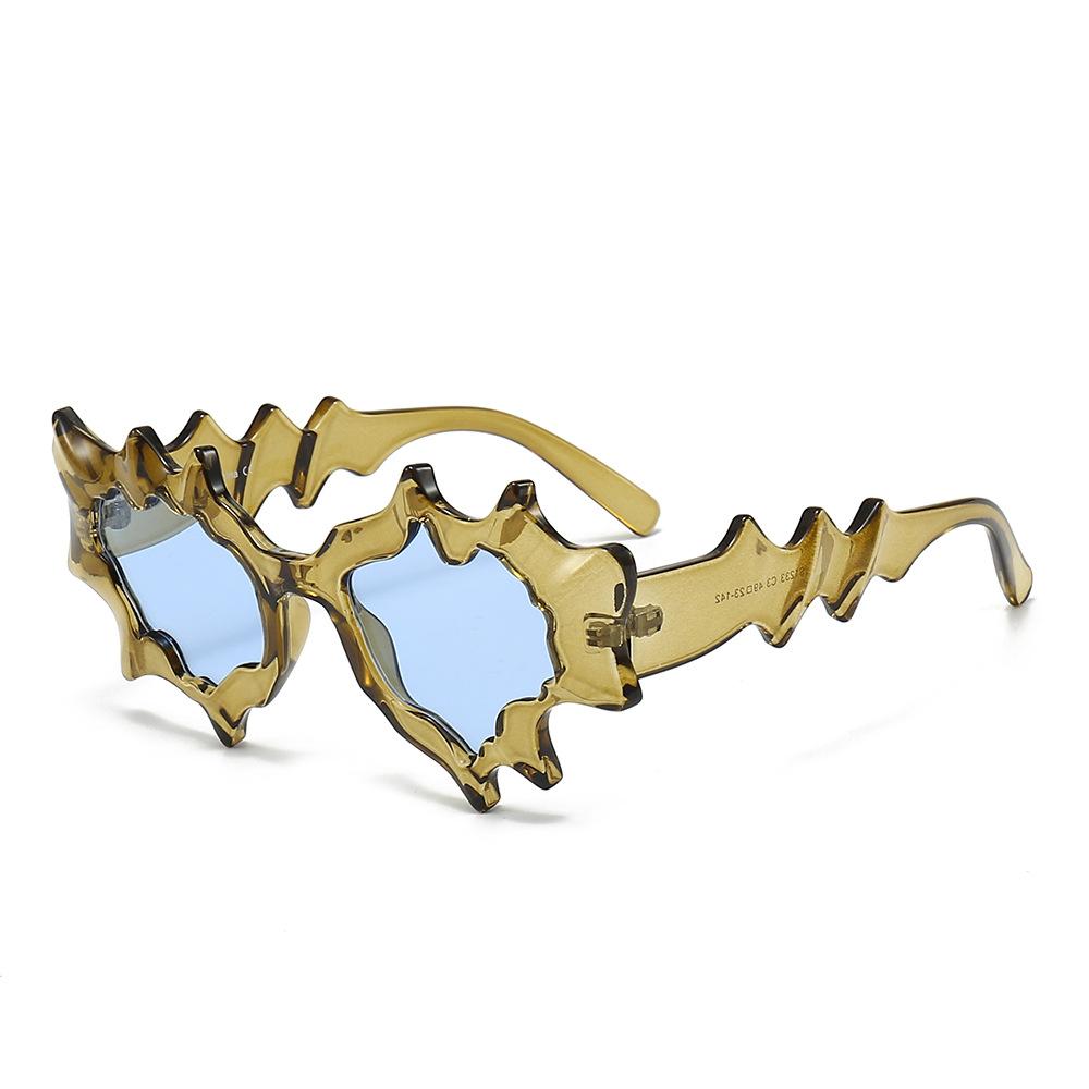 Niche Ice Ribbed Exaggerated Sunglasses Avant-garde Spicy Girl Transparent Crystal Clear Jelly Colored Instagram Sunglasses