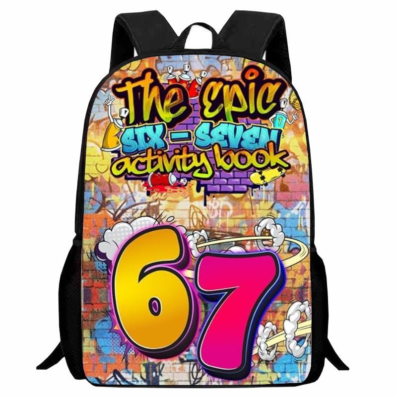 Printed 67Sixseven Schoolbag Elementary School Cartoon Animation Digital Casual Backpack 16inch backpack