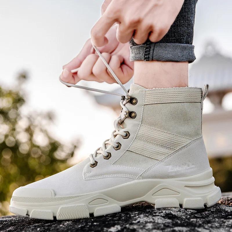 Winter Boots Men's Shoes 2024 High Top Sneakers Casual Shoes Fashion Casual Shoes Men's Sneakers Suede Shoes Men Plush Warmyu7