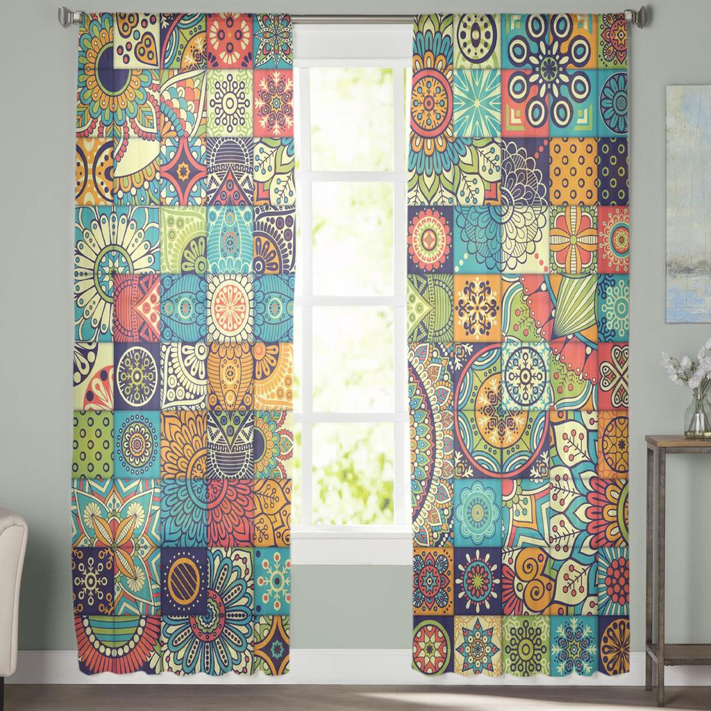 Bohemian Mandala Muster Gardinen für Wohnzimmer Moderne Voile Vorhang Schlafzimmer Tüll Vorhänge Fenster Vorhänge Dekor