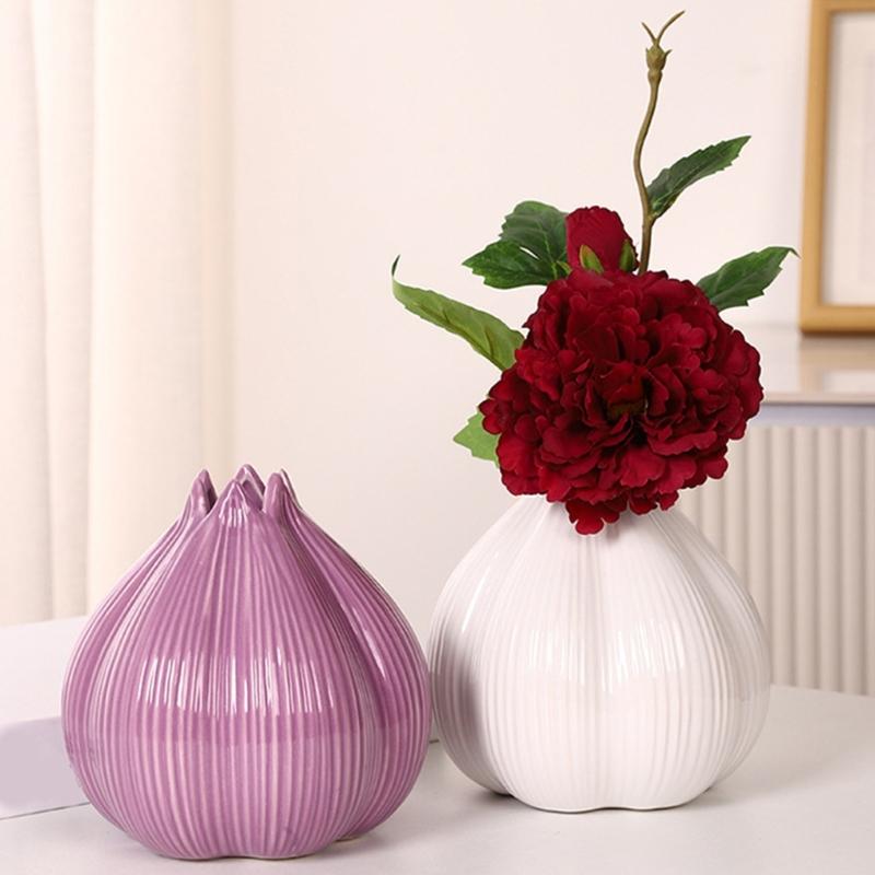 Handgefertigter Zwiebelform Keramiktopf Dekorativer Blumentopf für Wohnzimmer oder Arbeitszimmer Stabile Oberflächen Leicht zu pflegen