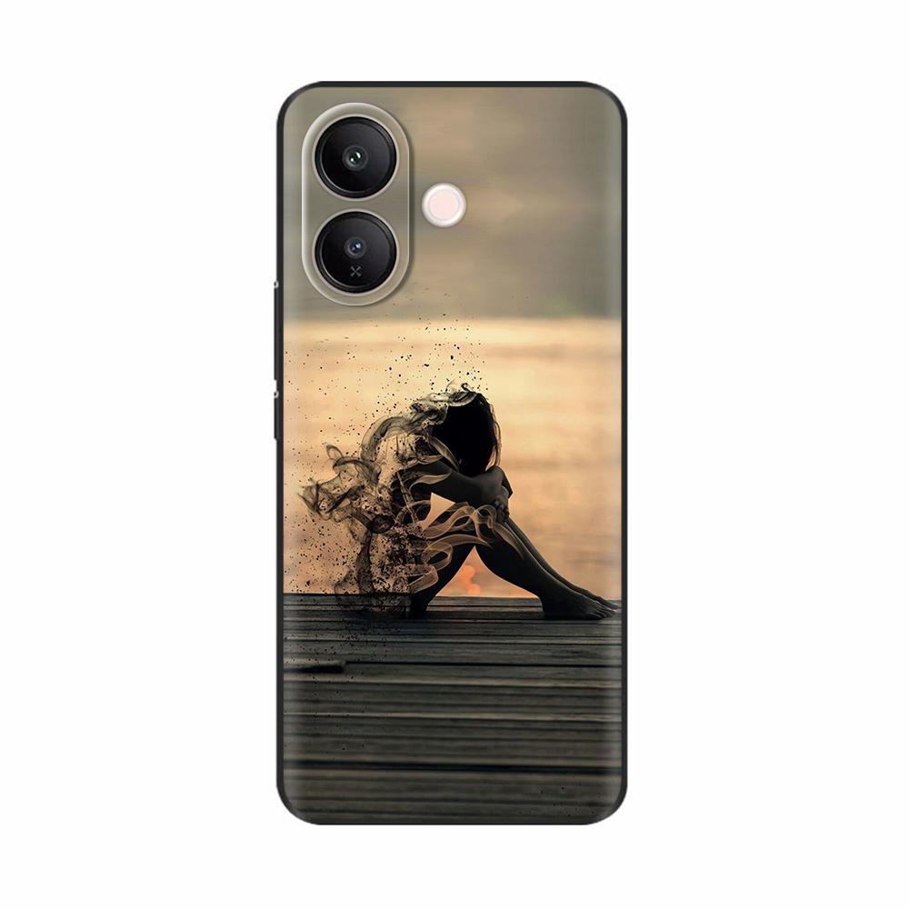For Vivo V60 Lite 4G Phone Case Flowers Patterns Soft Black Silicone Protective Shell Back Cover For Vivo V60 VivoV60 Lite Funda