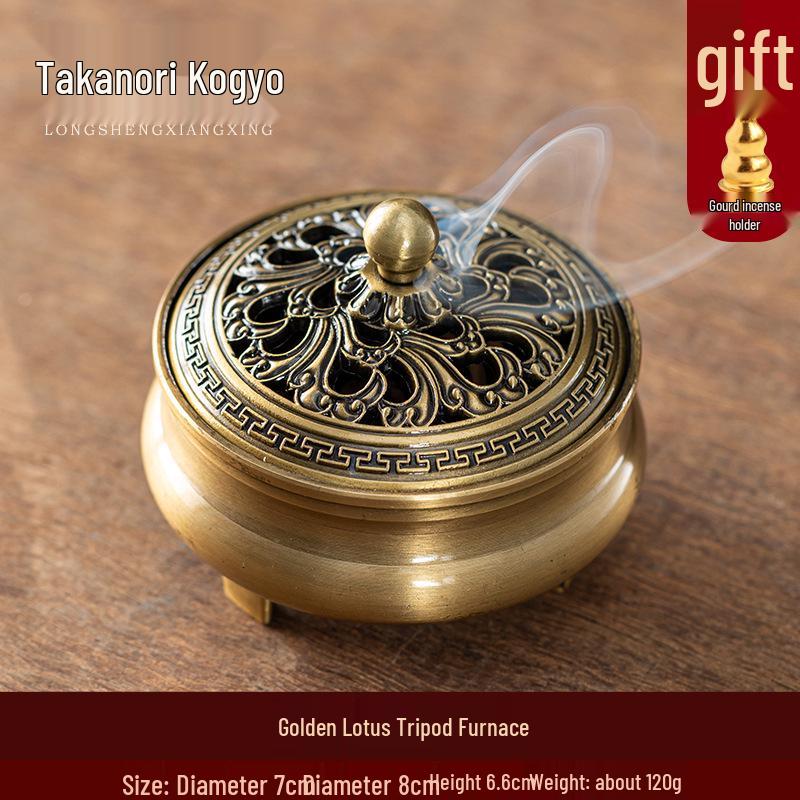 Antique Bronze Incense Burner for Indoor Use - Three-Legged Chinese Zen Aloeswood & Sandalwood Burner for Tea Ceremony & Aromatherapy.