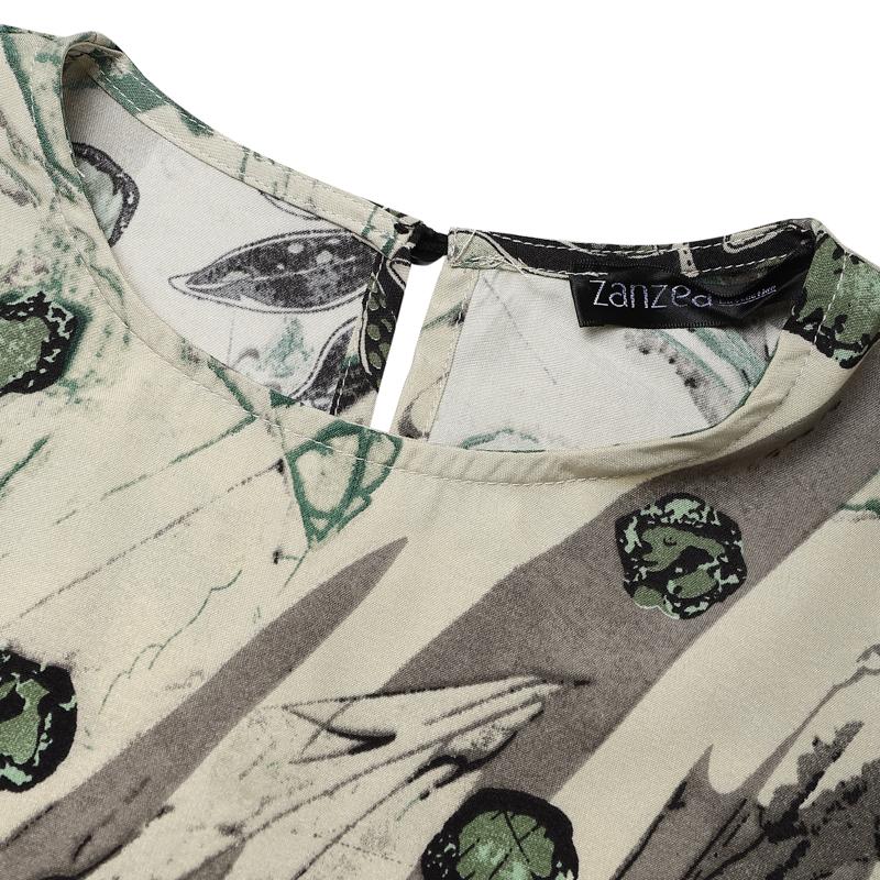 ZANZEA Women Casual O-neck Long Sleeve Print Long Dress