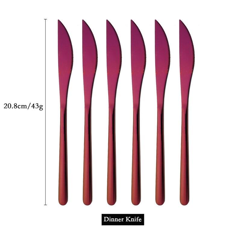 6 PCS Stainless Steel Rainbow Steak Knife Sharp Table Knives Set Restaurant Cutlery Dinner Knife Black Dinnerware Set