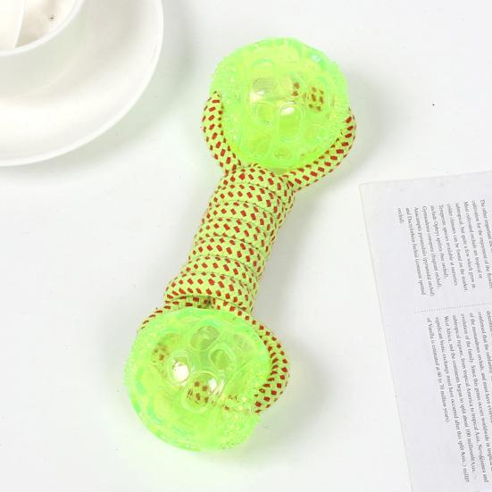 Hund Baumwollseil Kauspielzeug Hantelform Seilspielzeug mit strukturierten Bällen Interaktives Welpen Zahnungsspielzeug für Tauziehen Langeweile Linderung Zahnpflege