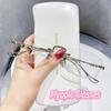 Ladies Square Near Sight Glasses Fashion Men Women Rimless Anti Blue Light Myopia Eyeglasses Finished Optical Eyewear Diopter