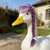 Porch Goose Wig Cute Goose Statue Braid Wig Funny Double Braids with Adjustable Elastic Band for Lawn Goose Statue Yard Garden Outdoor Decoration