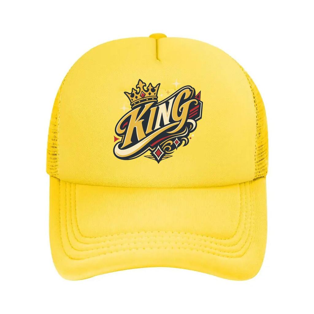 Royal King Script Street Graphic Mesh Baseball Cap Polyester Forward Observations Hat Adjustable Golf Hat Summer