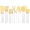 Mirror Dinnerware Set Stainless Steel 30Pcs Black Gold Tableware Knife Fork Spoon Dinner Set Cutlery Spoon Dessert Flatware Set