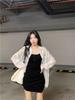 Fashion Sweet and Spicy Pink Sexy Suspender Dress Women's Summer Chiffon Sunscreen Cardigan Jacket Top Two-piece Set