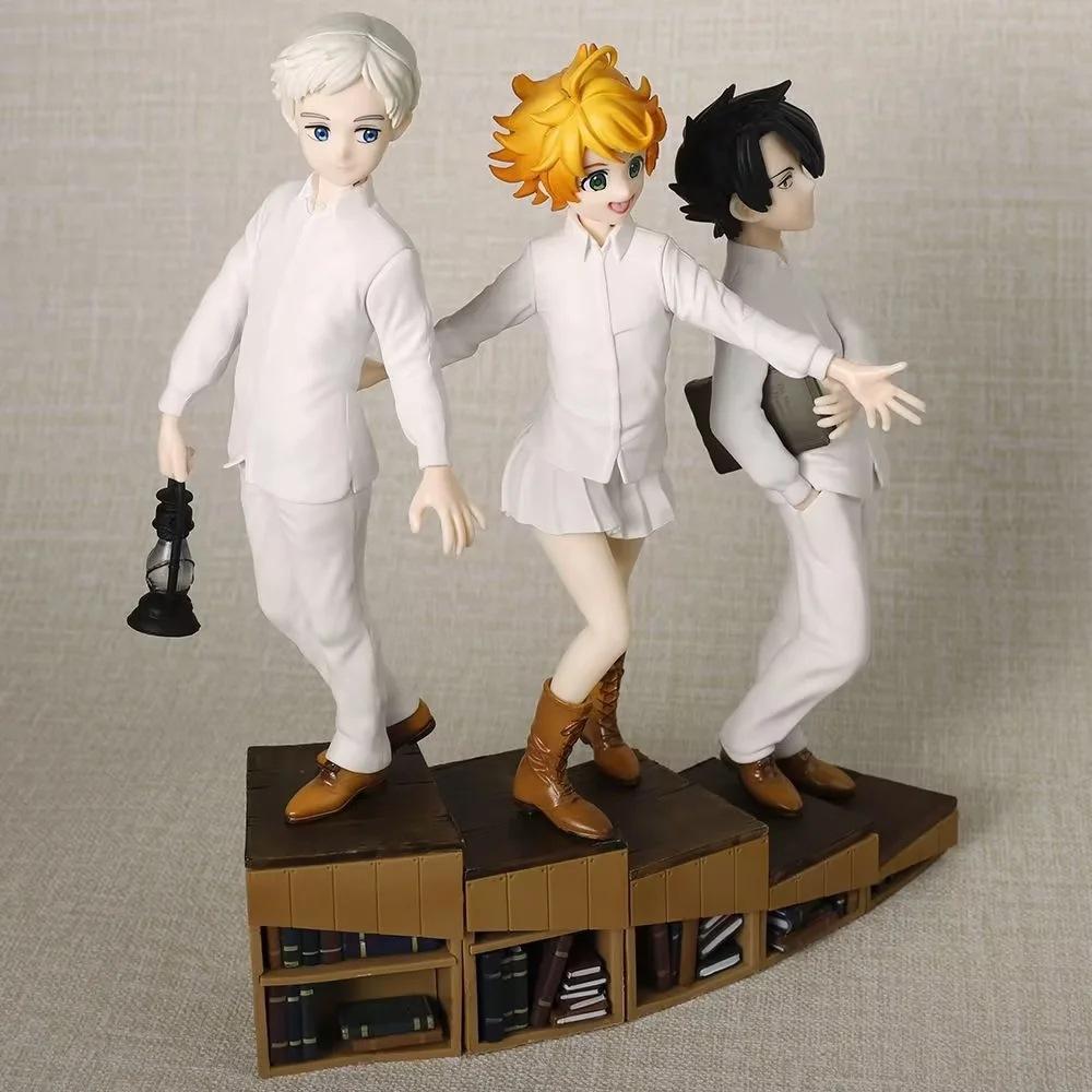 The Promised Neverland Norman Emma Ray 1/8 Scale Standing Anime Action Figure Set Collectible Boxed Statue With Book Shelf Base