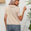 Sommer Damen Tops Kurzarm Pullover Strickwaren Einfarbig Revers Strickwaren