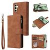 For Samsung Galaxy S25 FE Case Zipper Wallet Multiple Card Slots Leather Phone Cover with Wrist Strap