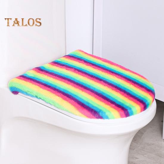 Toilet Lid Cover Soft Plush Colorful Bathroom Toilet Seat Cushion Pad Non-Slip Universal Fit Velvet Toilet Mat