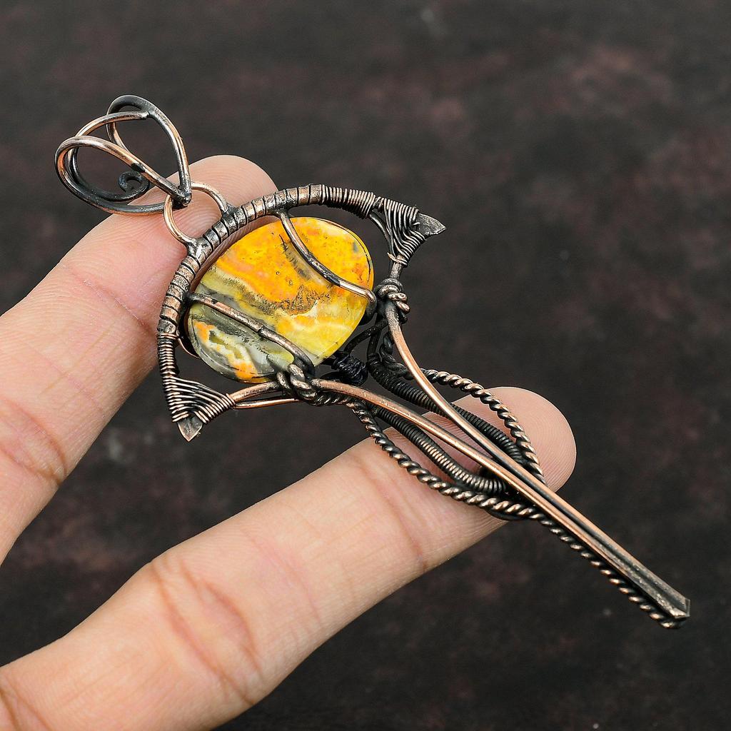 Hummeljaspis Anhänger Kupferdraht gewickelter Anhänger Handgefertigter Anhänger Edelstein Kupfer Schmuck Geschenk für Sie Geburtsstein Anhänger Damenschmuck