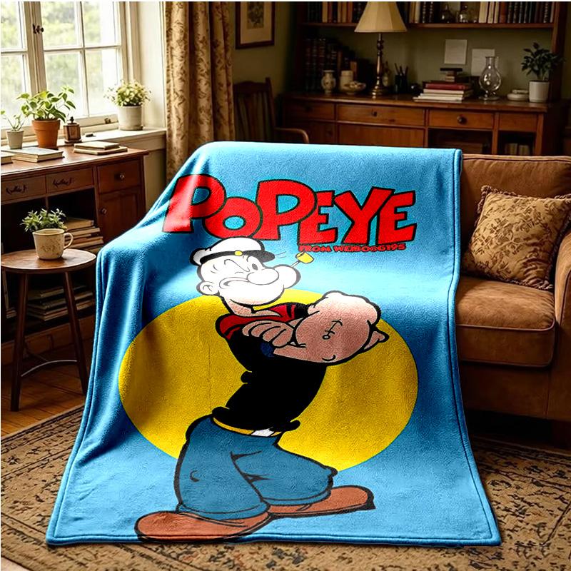 Popeye's Strength Displayed Throws Blanket Flannel Blankets Plush for Couch Bed Gifts for Men Women Travel Picnic Blanket Christmas Fan Gifts