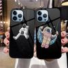 Cartoon Cute Astronaut Case For Iphone 14 13 12 11 Pro Max Mini Xs Xr X 7 8 6s Plus Se 2022 Glass Cover Protection Shell Fundas