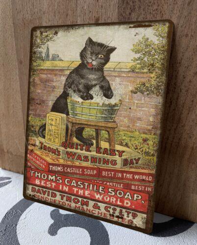 

Thomaposs Castile Soap Vintage Laundry Cat Advert Aged Look New Metal Sign Plaque 20x30cm（7.8x11.8inch）