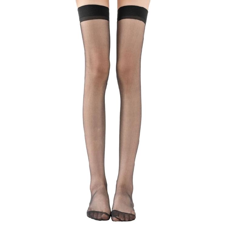Women Transparent Silky Over Knee Socks Solid Color Sheer Thigh High Stockings