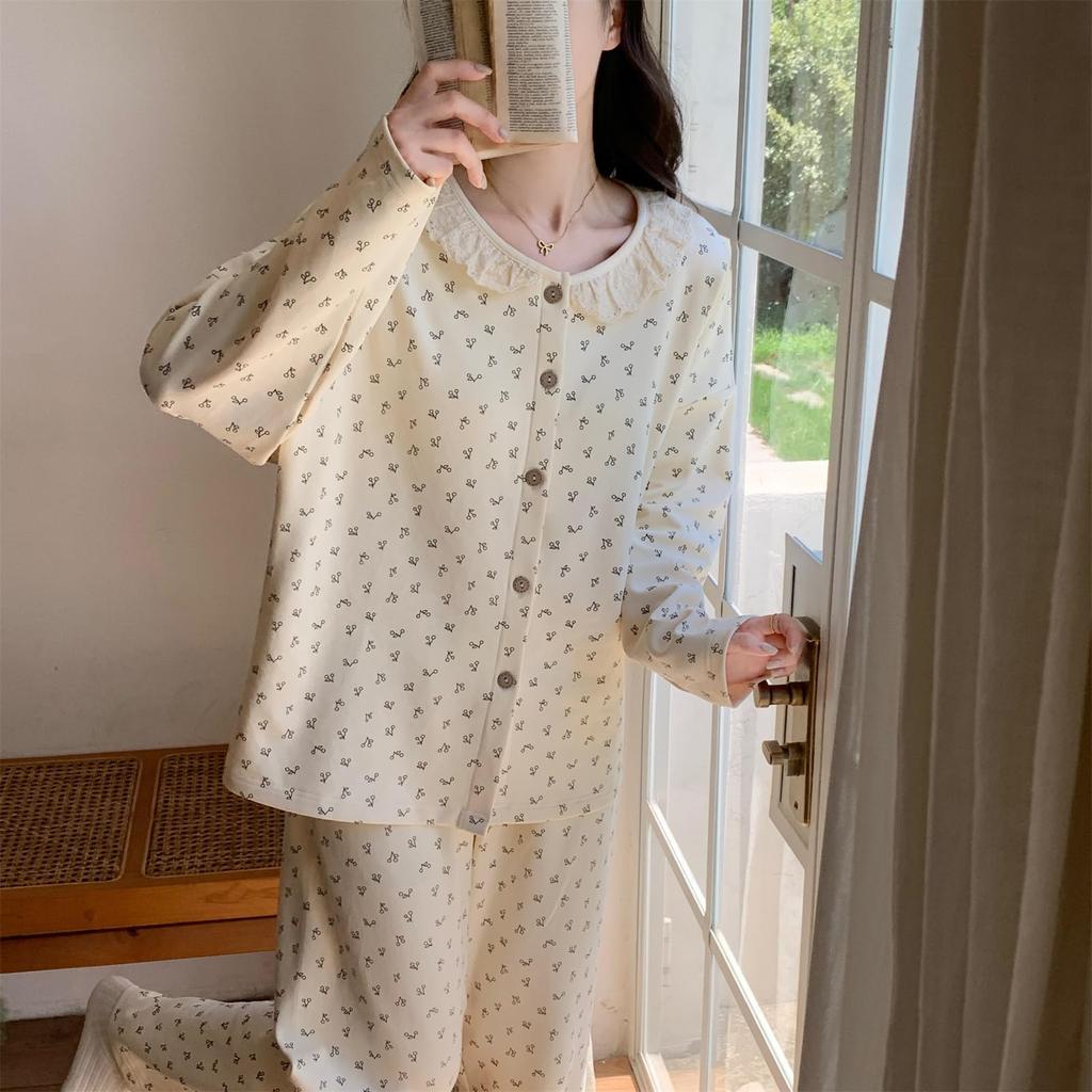 Kyonuza Pajamas with Bra Long Open Loungewear Plus Sizes Stylish Suitable for Junior High School Size Women's Spring/Summer Pads, Sleeves, Front, Set,