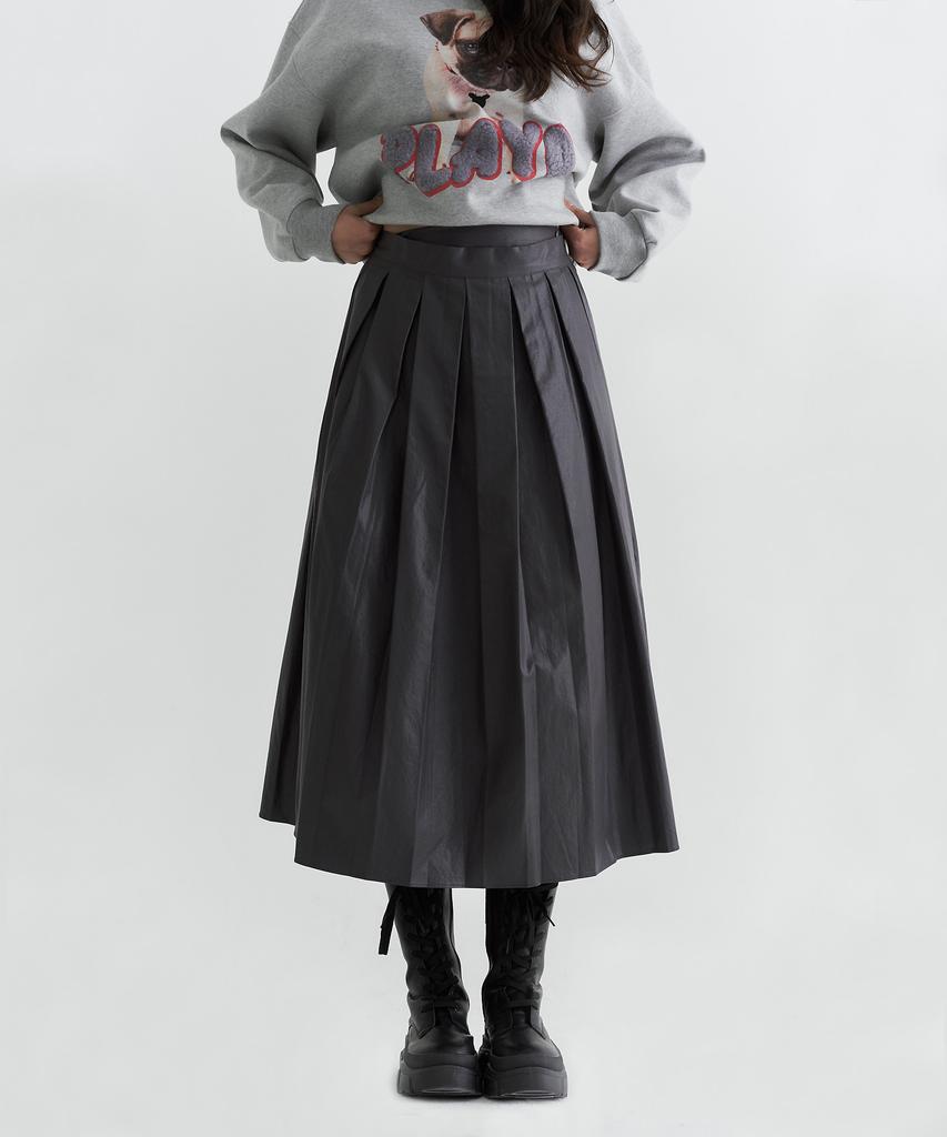 Peulleio Double Pleated Skirt _ Grey