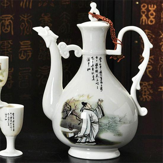 Ceramic Wine Set: Wine Pot, Decanter, Jar, and White Wine Cup (1 Jin Capacity)