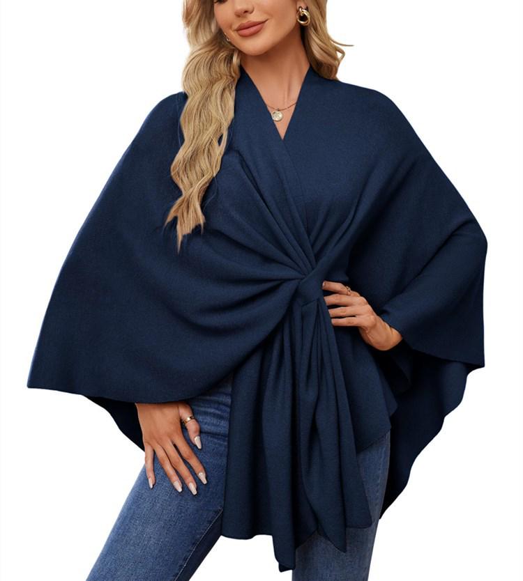 Women's Elegant Solid Color Shawl Cape Coat 2024