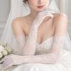 Elbow Length Sheer Lace Bridal Gloves Long Prom Glove Tulle Gloves  Bride Dinner Party Evening
