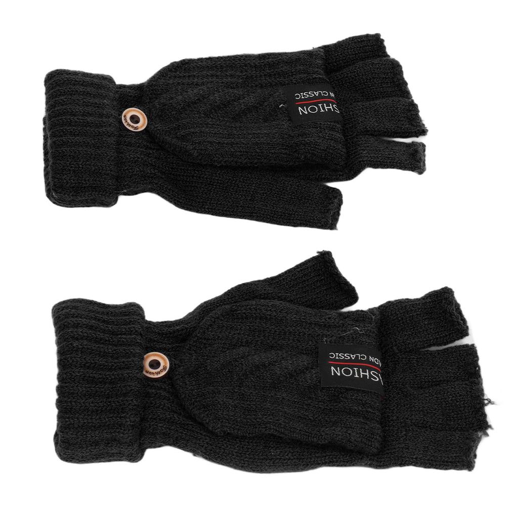 1 Pair USB Heated Gloves Electric Heating Thermal Knitting Gloves Half Finger Winter Hand Warmer for Working Black