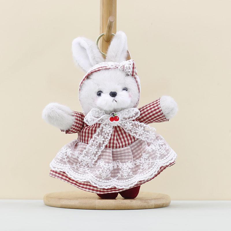 Keychain Plush Rabbit With Short Fur And Pp Cotton Filling Accessories For