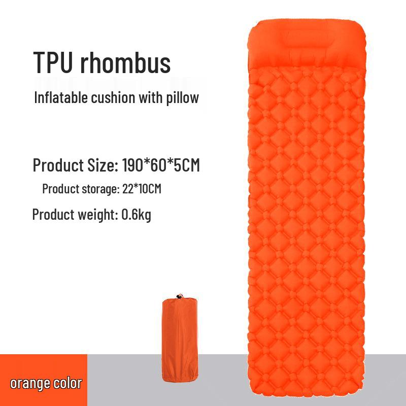 TPU Inflatable Foot-Pumped Camping Pad: Lightweight Outdoor Air Mattress, Moisture-Proof for Mountaineering and Naps
