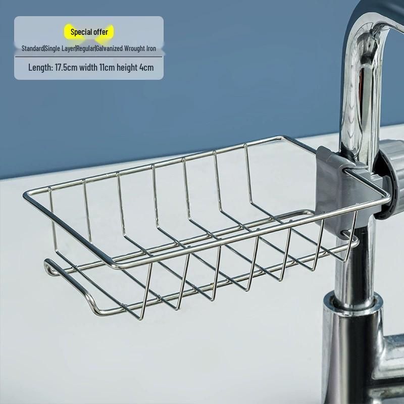 Kitchen Sink Organizer Rack for Dishwashing: Drain Basket for Sponges, Brushes, Scouring Pads, Rags