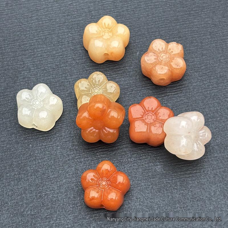 Xinjiang Golden Silk Jade Lucky Flower Bead Accessories for DIY Jewelry Bracelet